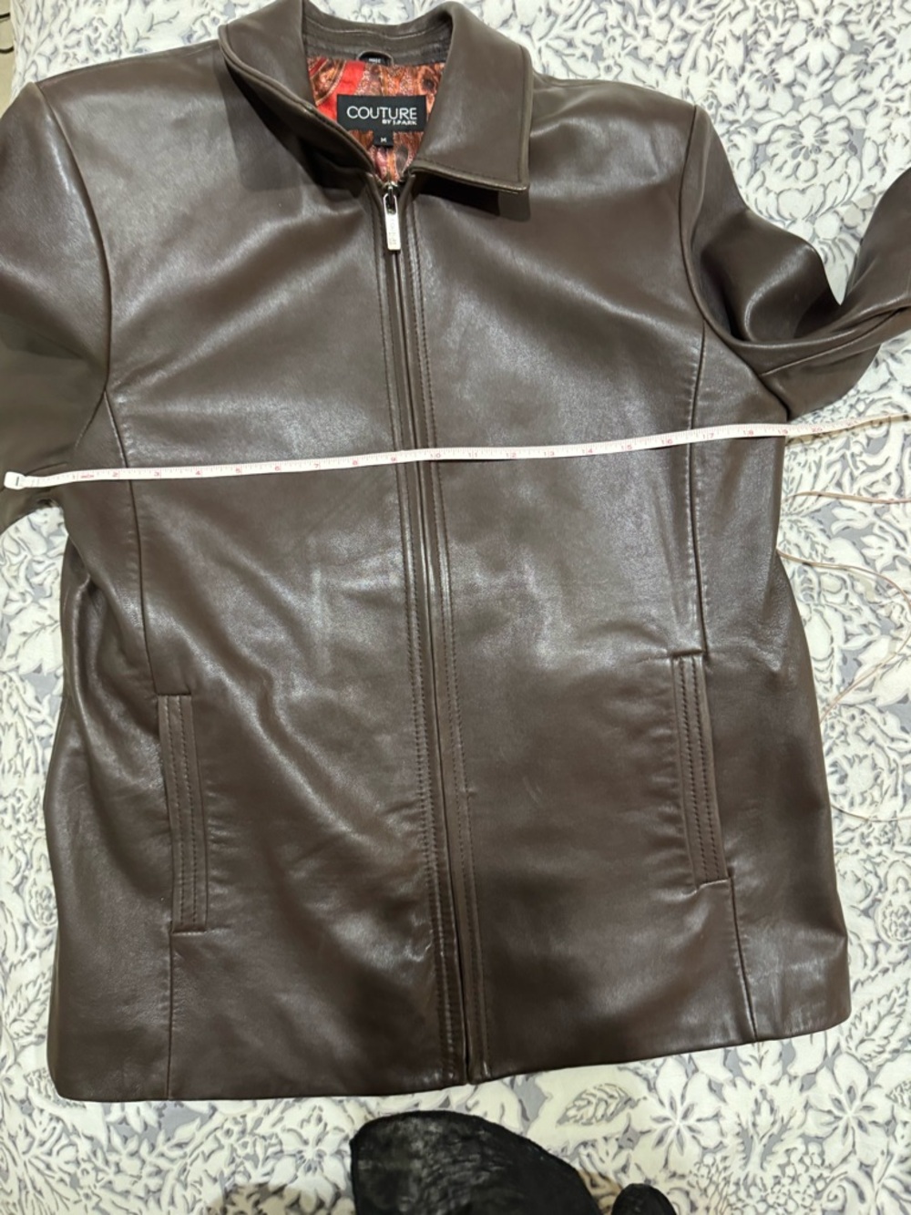 Women's Dark Brown Leather Zip-Front Jacket - Picture 10 of 15